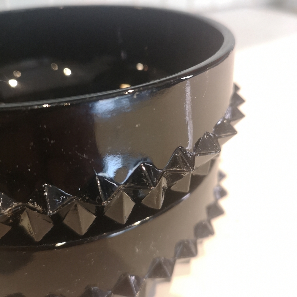 Vintage Indiana Tiara Black Pressed Glass Diamond Point 5" Bowls "RARE"